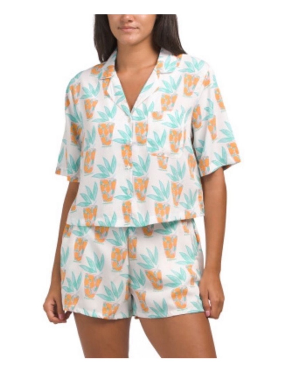Bouffants and Broken Hearts Cocktail Print Shorty Pajama Set